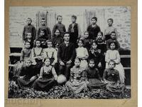ELEV ELEV PROFESOR ȘCOALĂ FOTOGRAFIE FOARTE VECHE FOTOGRAFIE CARTON