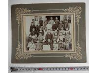 ELEV ELEV PROFESOR ȘCOALĂ FOTOGRAFIE FOARTE VECHE FOTOGRAFIE CARTON