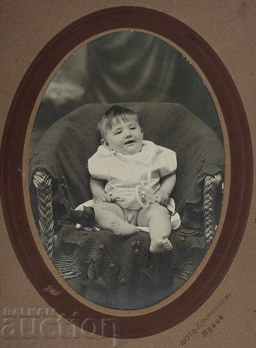 БЕБЕ МОМЧЕ ВРАЦА СТАРА ДЕТСКА СНИМКА ФОТОГРАФИЯ КАРТОН