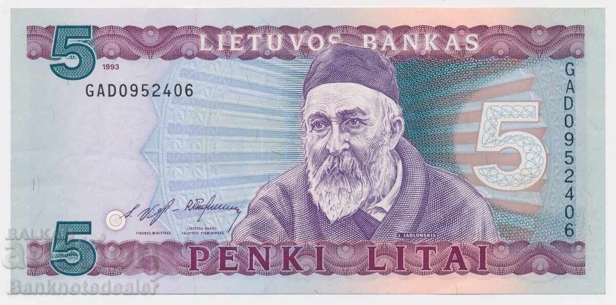 Λιθουανία 5 Λιτ 1993 Pick 55A