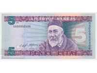 Lithuania 5 Litas 1993 Pick 55A