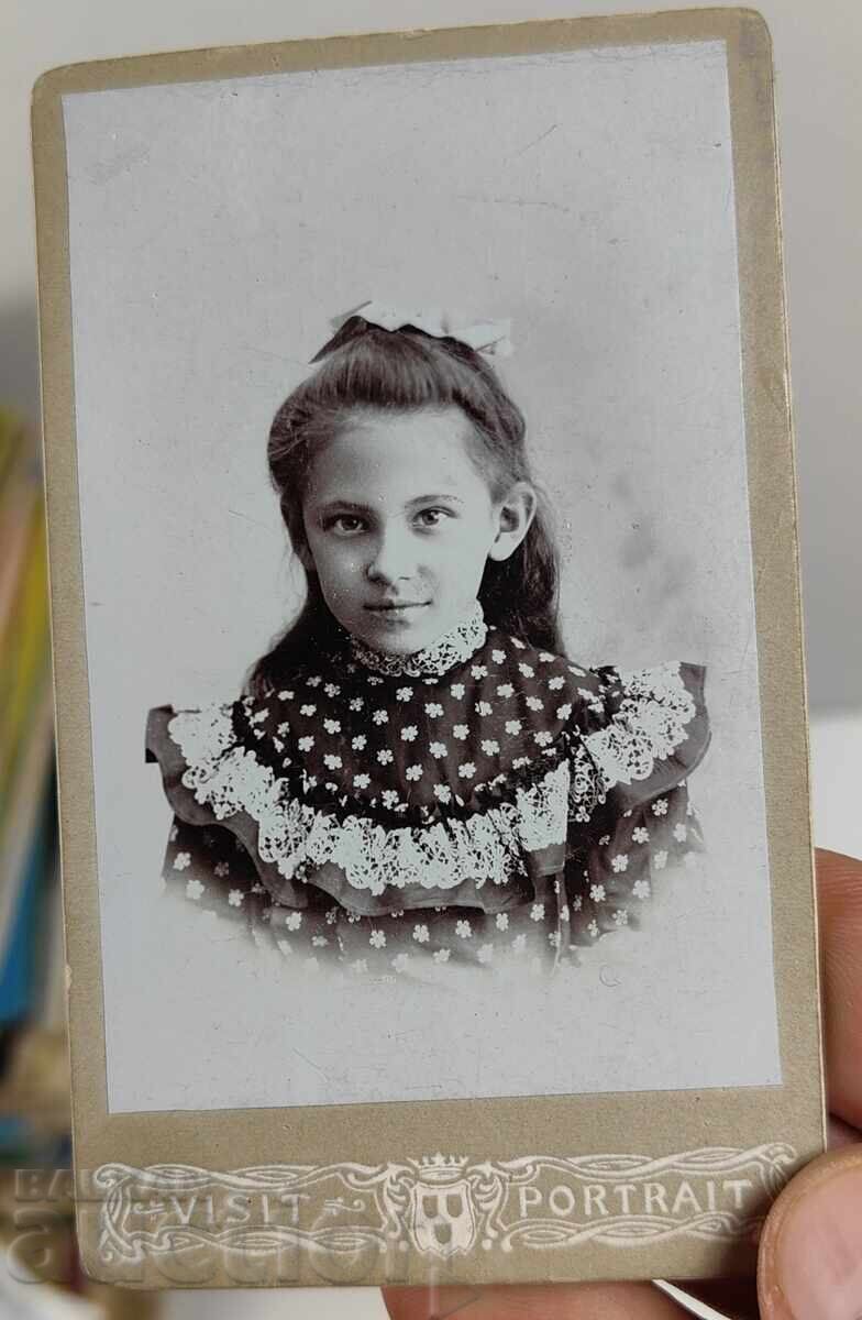 FETIȚĂ PORTRET DE COPIL POZĂ VECHE FOTOGRAFIE CARTON - 5