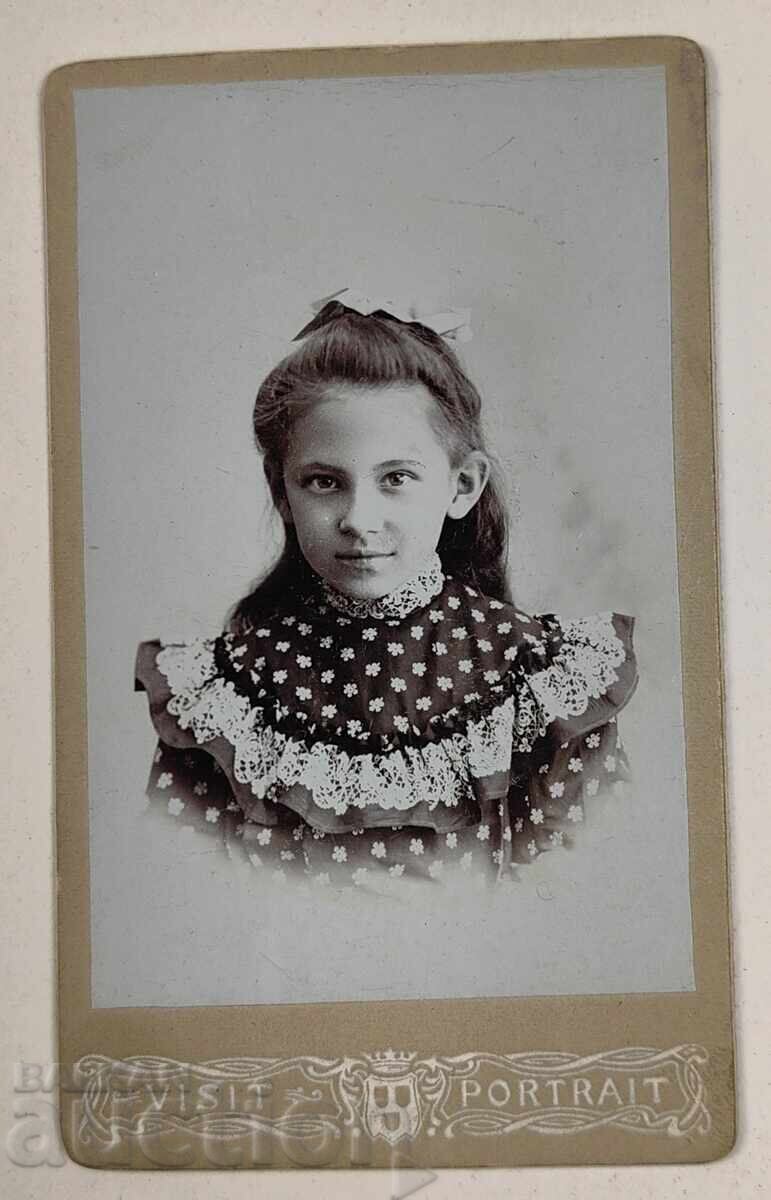 FETIȚĂ PORTRET DE COPIL POZĂ VECHE FOTOGRAFIE CARTON