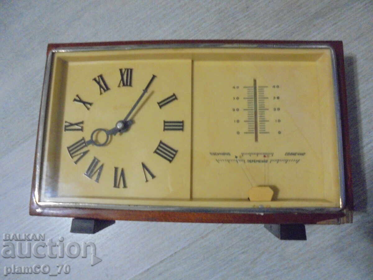 №*8285 Παλιό επιτραπέζιο ρολόι με βαρόμετρο "Μαγιάκ" με τιμή 50.00 BGN | € 25.56