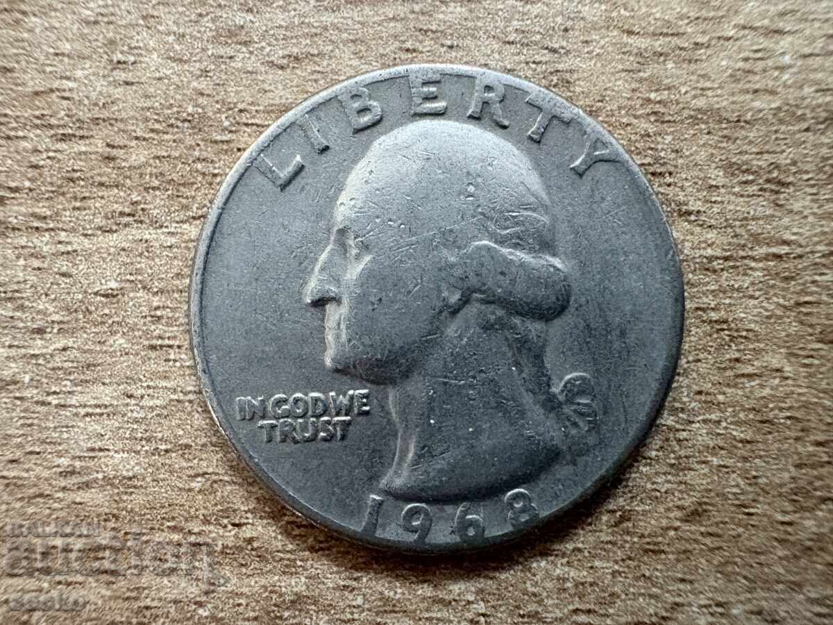 ΗΠΑ - 1/4 δολάριο (1968) με τιμή 0.65 BGN | € 0.33