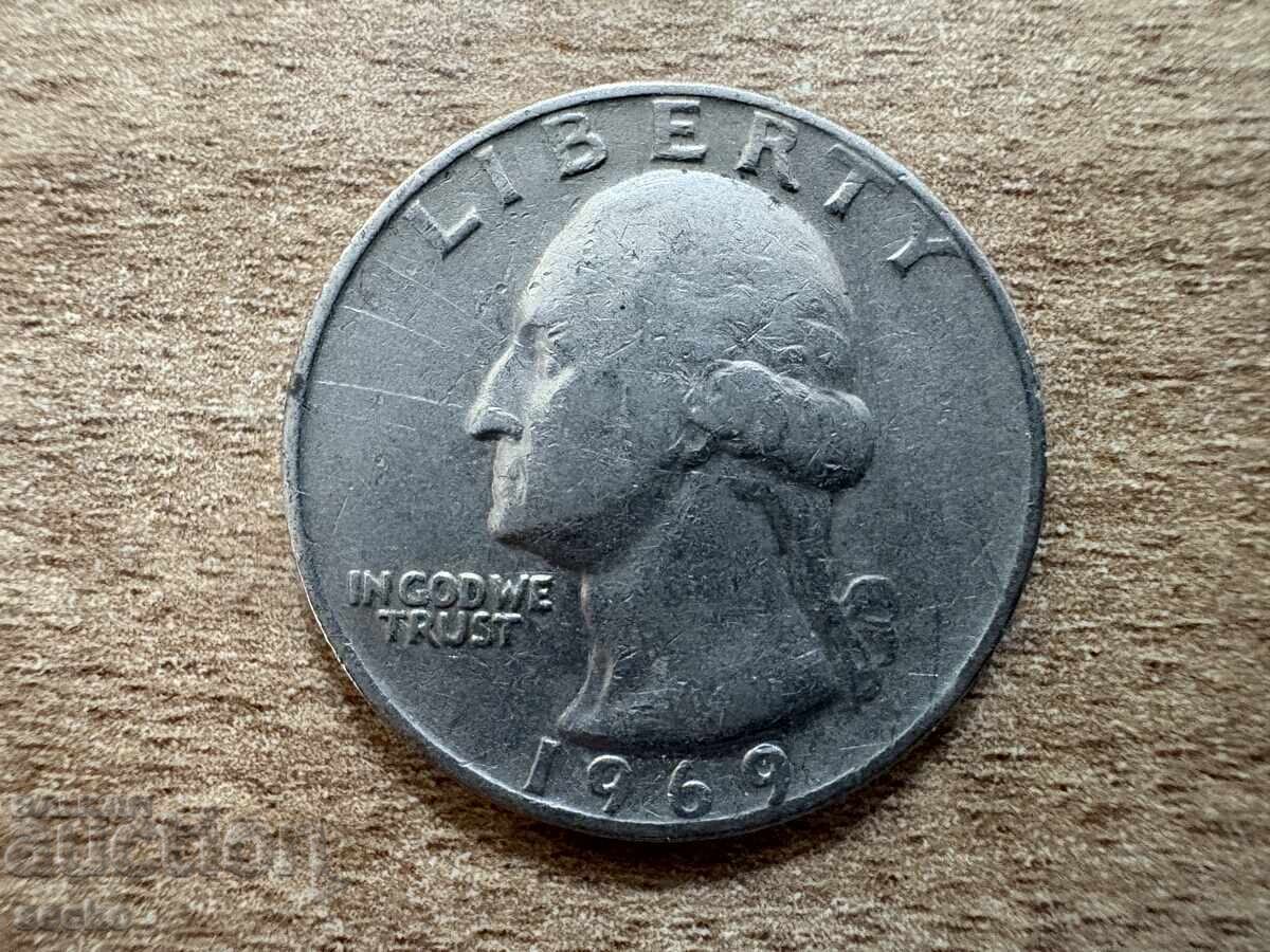 ΗΠΑ - 1/4 δολάριο (1969) με τιμή 0.70 BGN | € 0.36