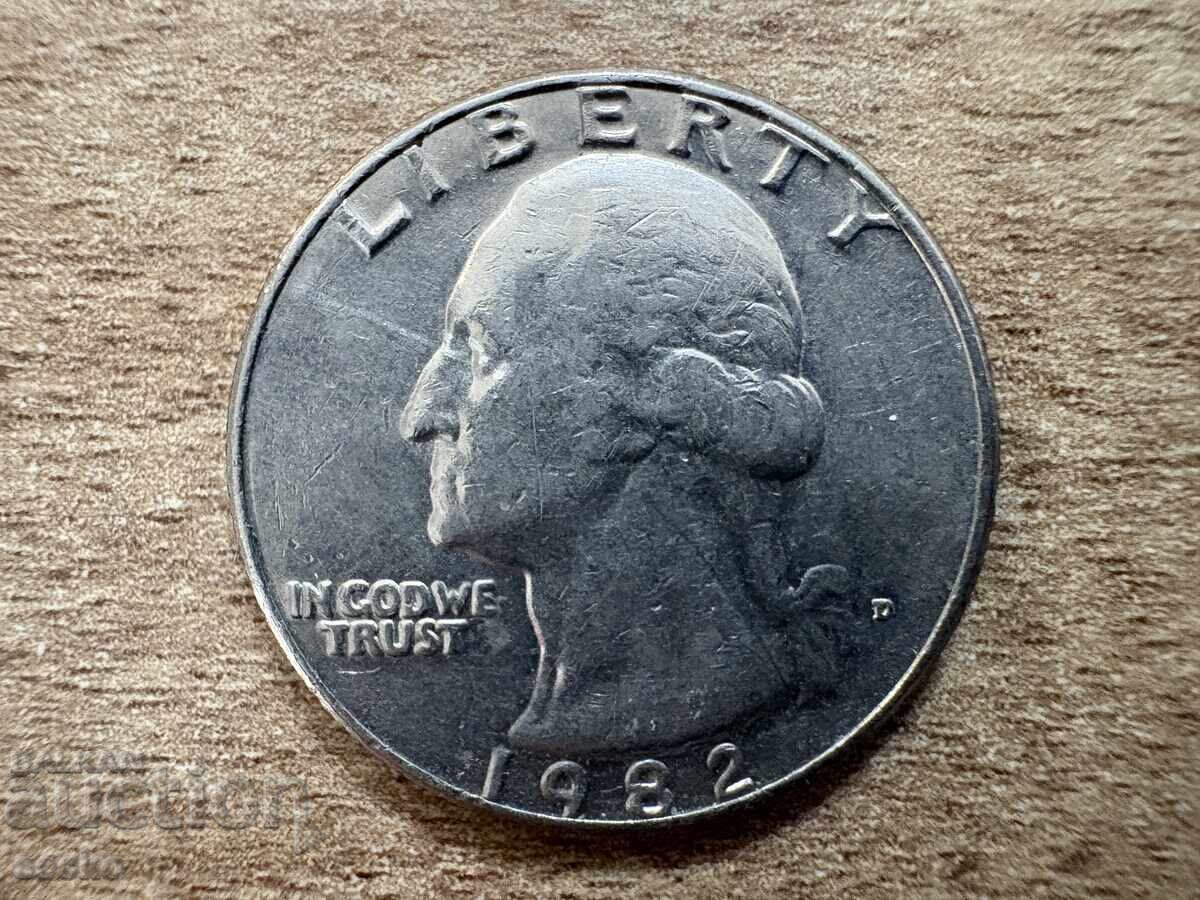 USA - 1/4 Dollar (1982) - D with price 0.60 BGN | € 0.31