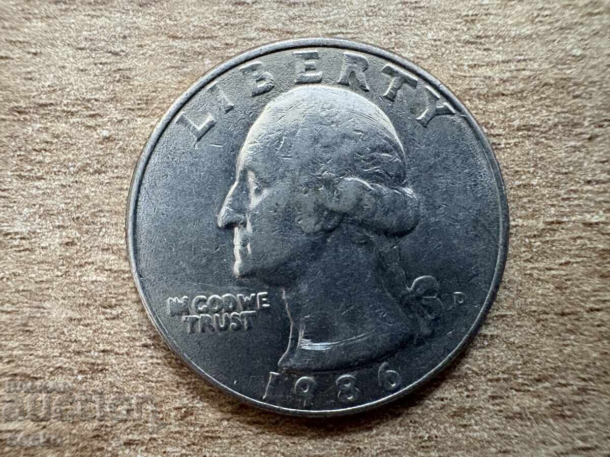 ΗΠΑ - 1/4 δολάριο (1986) - D με τιμή 0.60 BGN | € 0.31