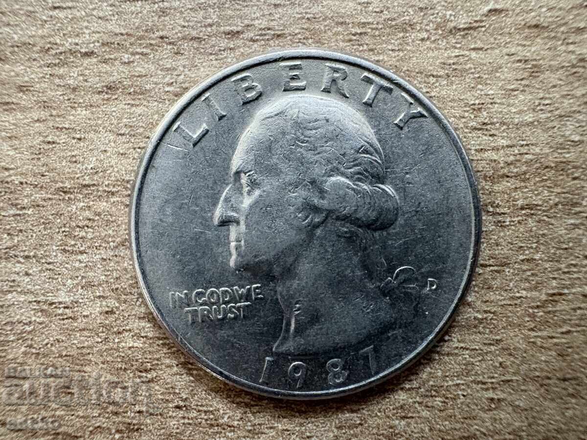 ΗΠΑ - 1/4 δολάριο (1987) - D με τιμή 0.80 BGN | € 0.41