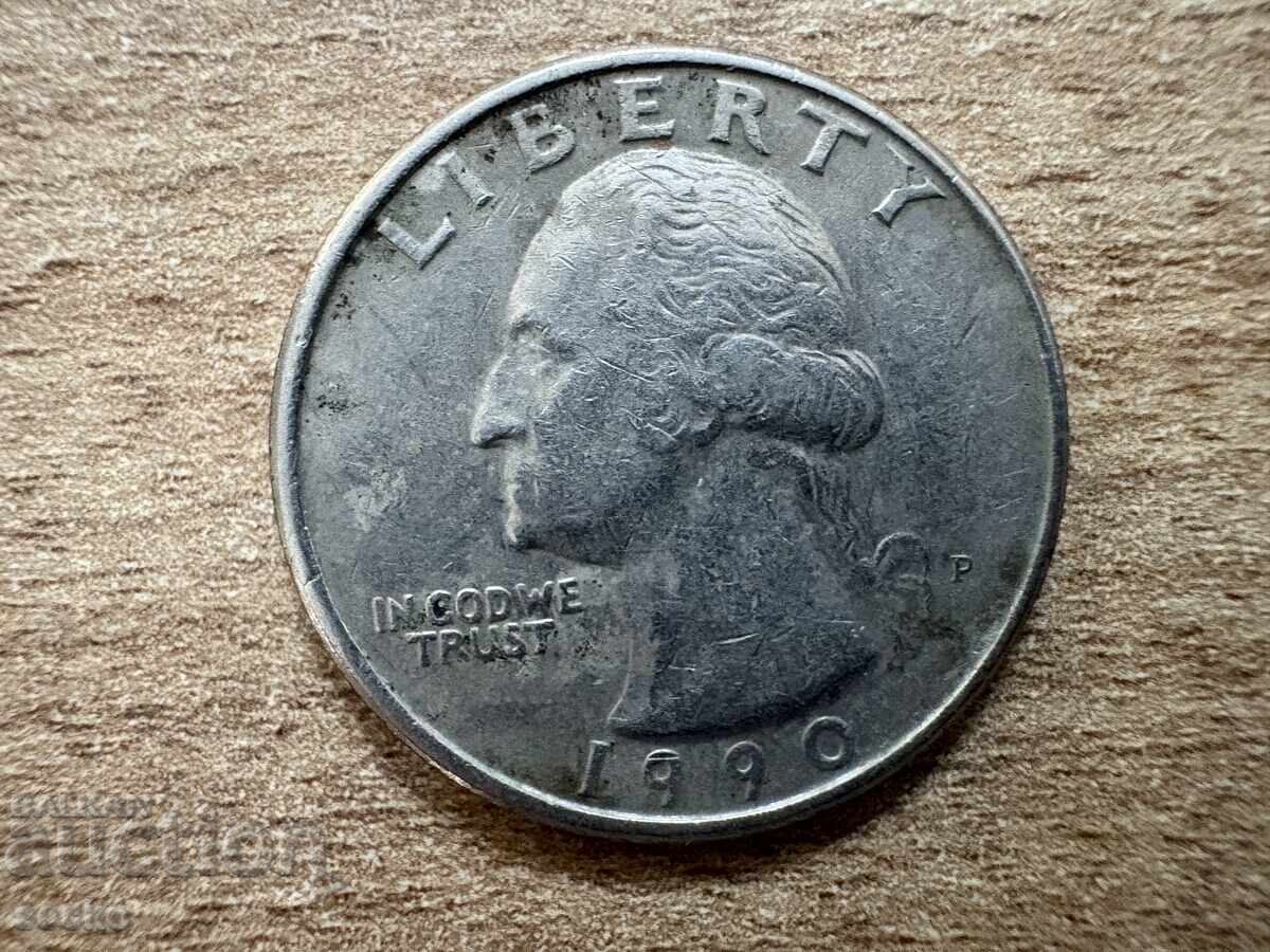 ΗΠΑ - 1/4 δολάριο (1990) - R με τιμή 0.65 BGN | € 0.33 ΗΠΑ - 1/4 δολάριο (1990) - R με τιμή 0.65 BGN | € 0.33