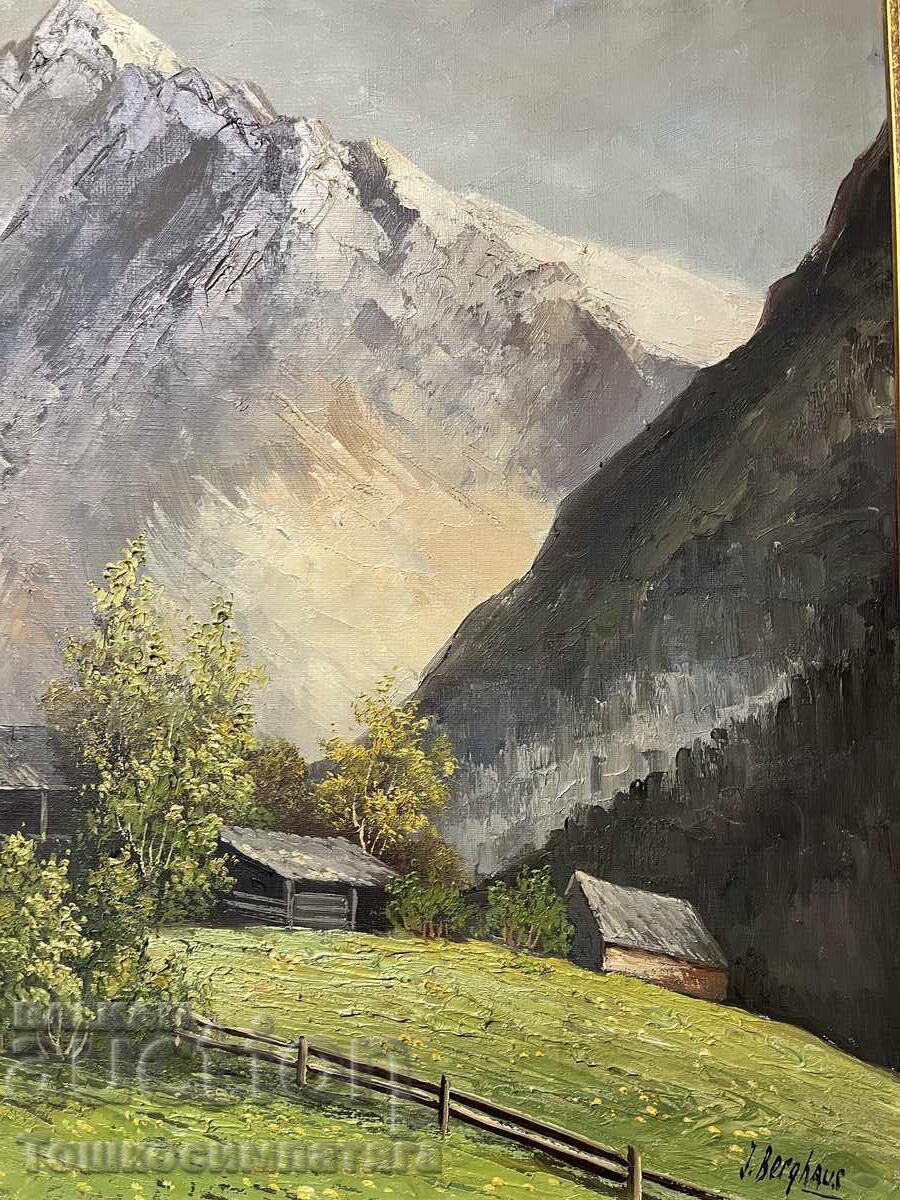 Δημοπρασία Όμορφο αλπικό τοπίο - ελαιογραφίες σε καμβά