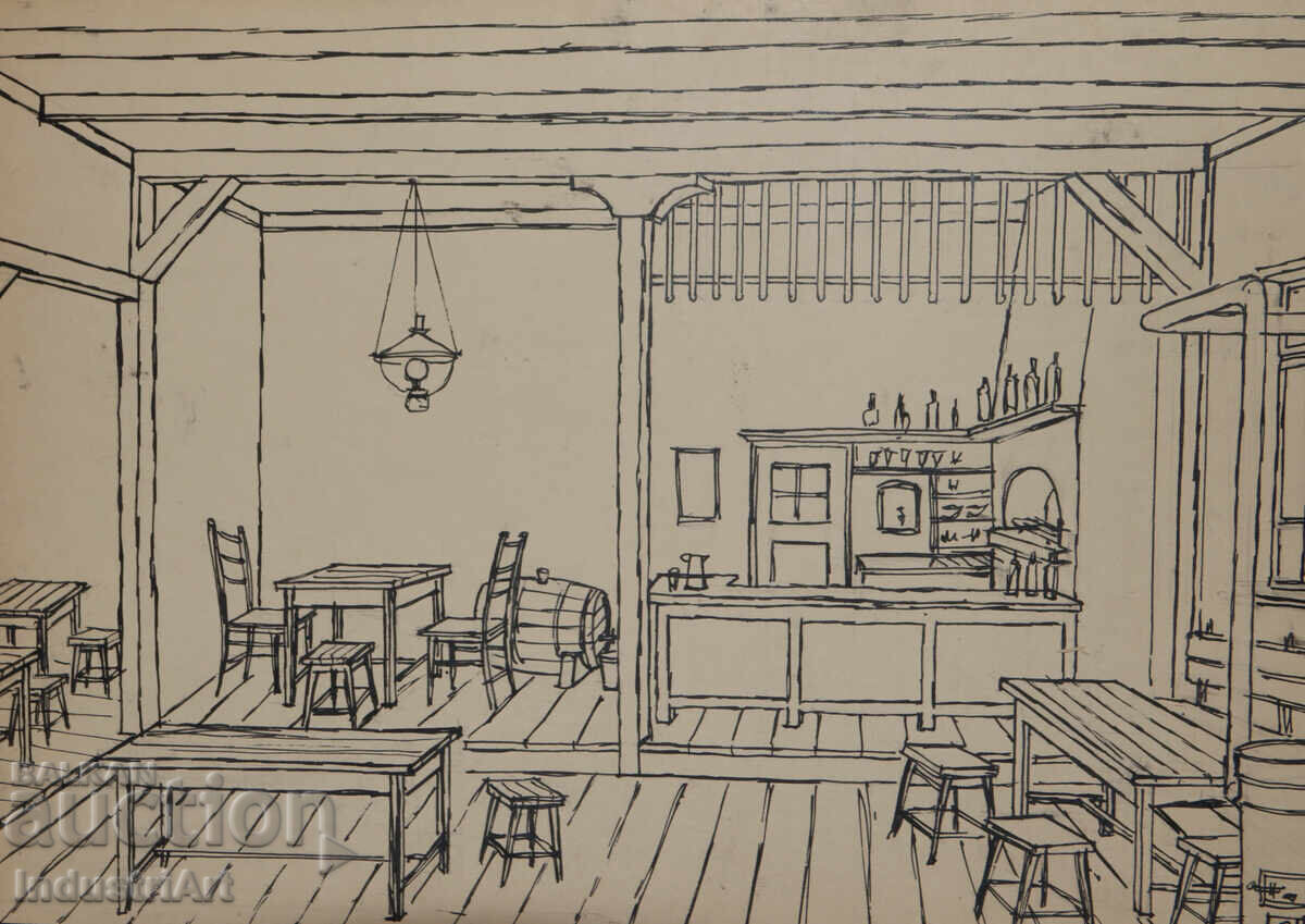 Delivery of Kiril Nedelchev (1921 - 2004) Painting Ink Interior