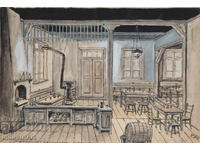 Kiril Nedelchev (1921 - 2004) Watercolor Painting Interior