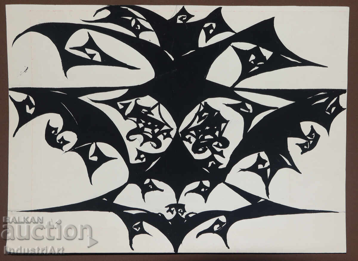 Artă abstractă tempera compoziție geometrică cu preț 140.00 BGN | € 71.58