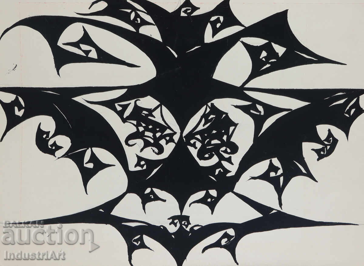 Licitație Artă abstractă tempera compoziție geometrică