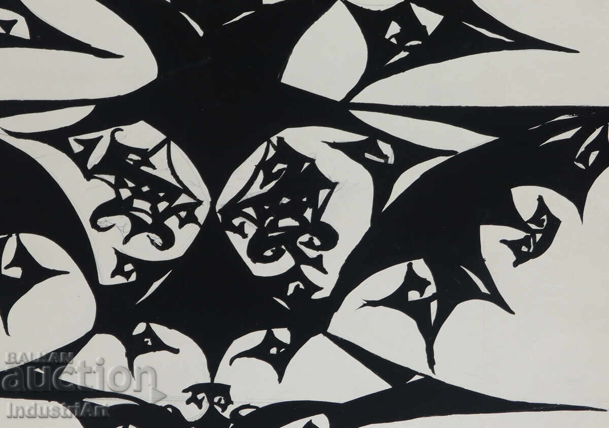 Artă abstractă tempera compoziție geometrică - 5