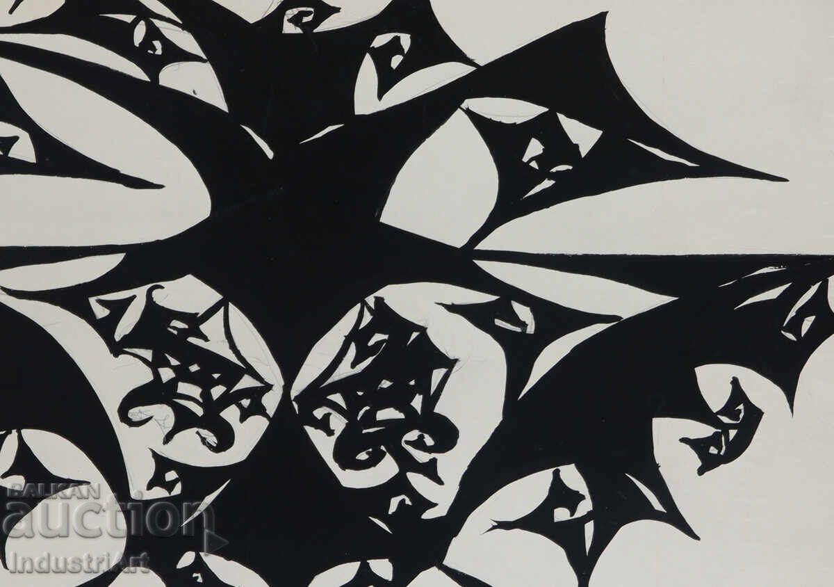 Artă abstractă tempera compoziție geometrică - 6