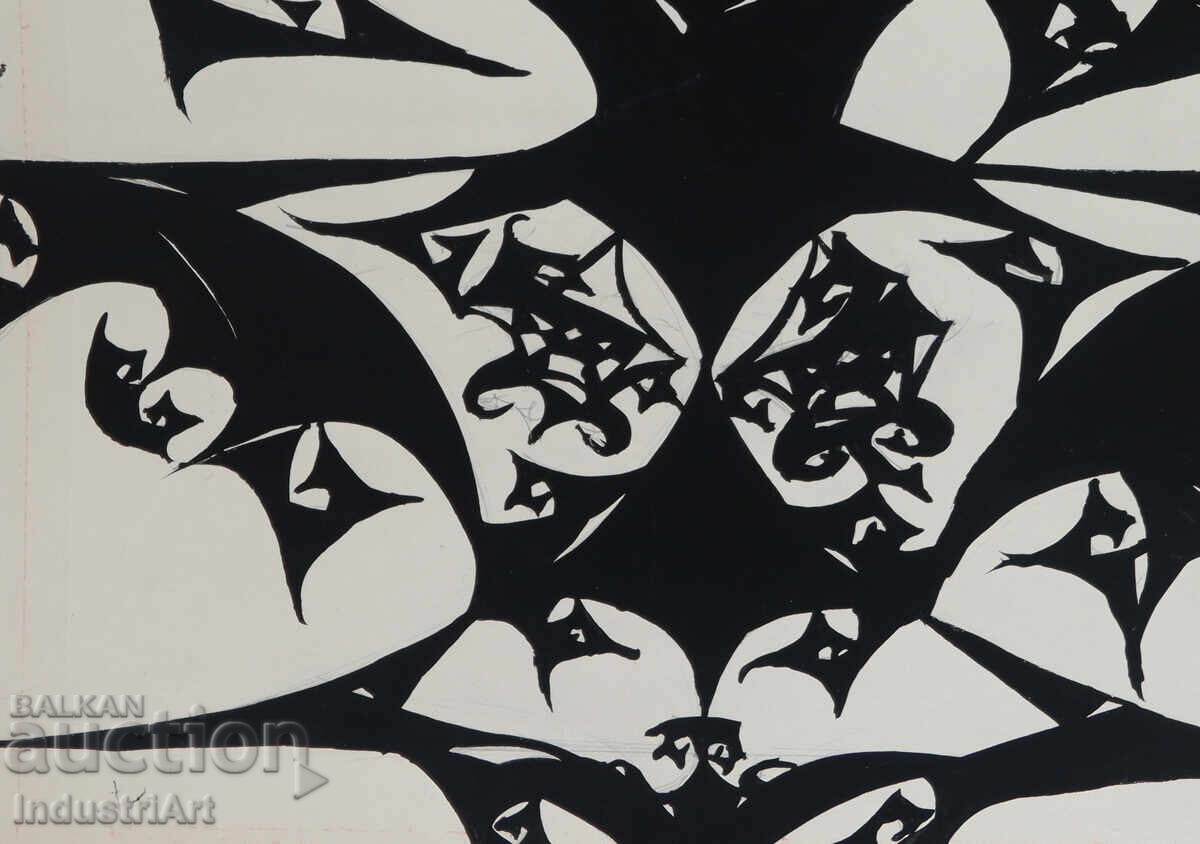 Artă abstractă tempera compoziție geometrică - 7