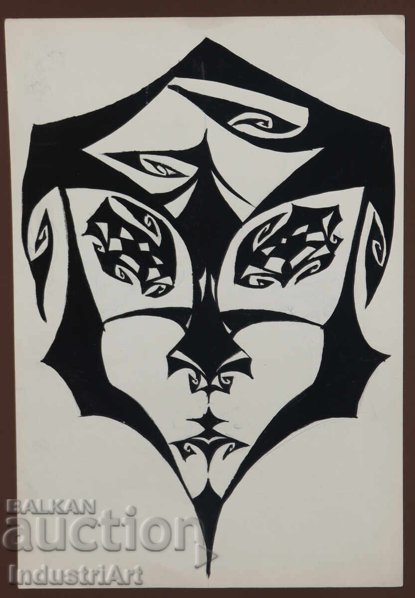 Abstract art tempera face - 5