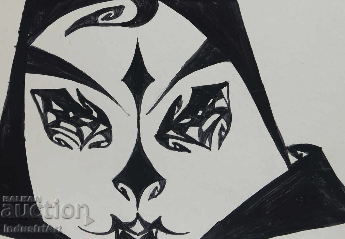 Delivery of Abstract art tempera face