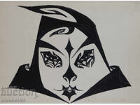 Artă abstractă, față tempera