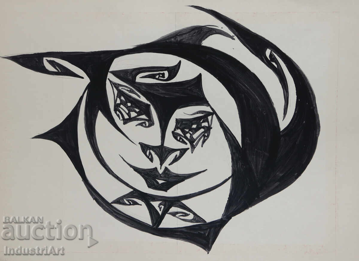 Artă abstractă, față tempera