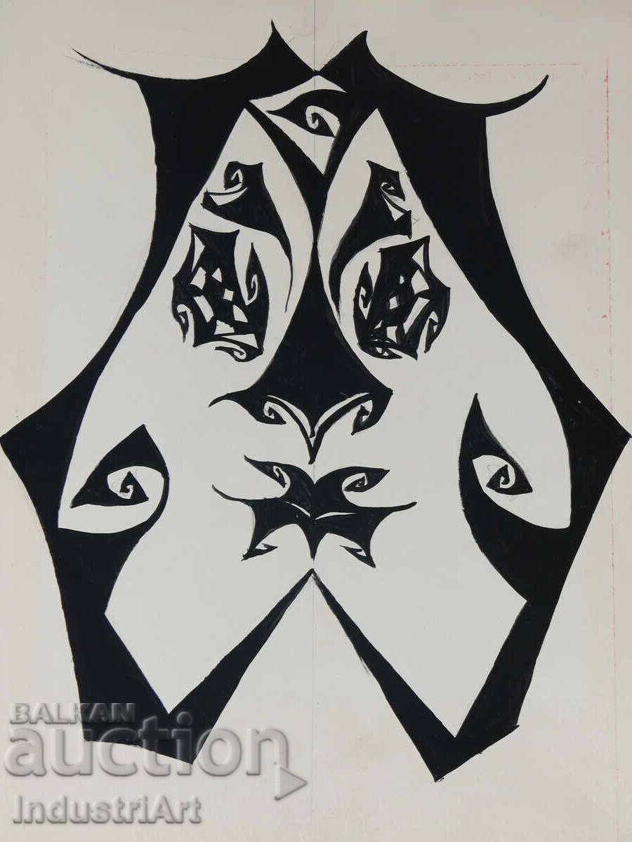 Abstract art tempera face with price 140.00 BGN | € 71.58