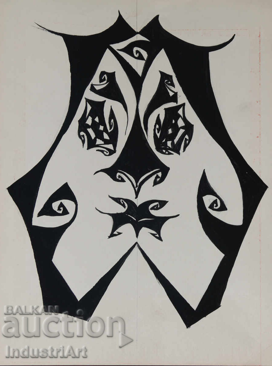 Abstract art tempera face