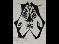 Artă abstractă, față tempera