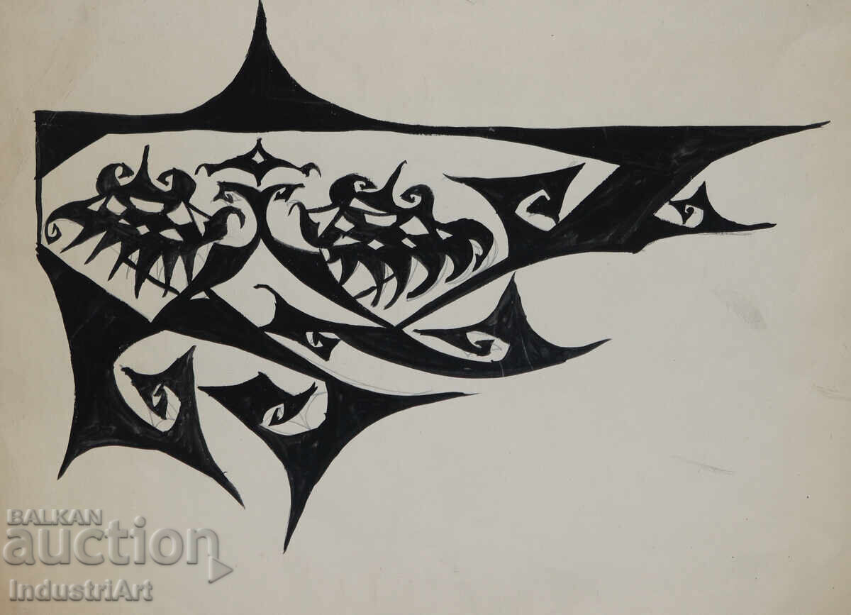 Αφηρημένη τέχνη τέμπερα γεωμετρική σύνθεση με τιμή 140.00 BGN | € 71.58