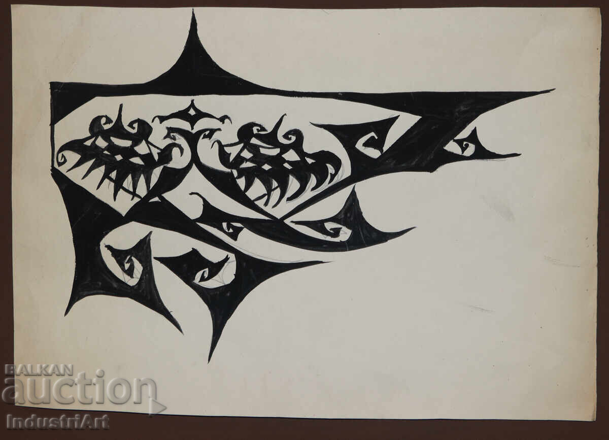 Δημοπρασία Αφηρημένη τέχνη τέμπερα γεωμετρική σύνθεση