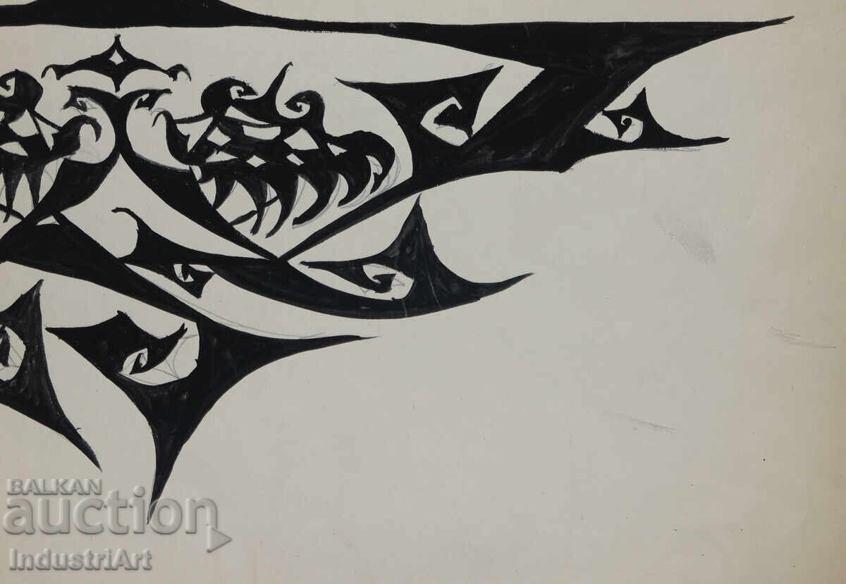 Αφηρημένη τέχνη τέμπερα γεωμετρική σύνθεση - 5