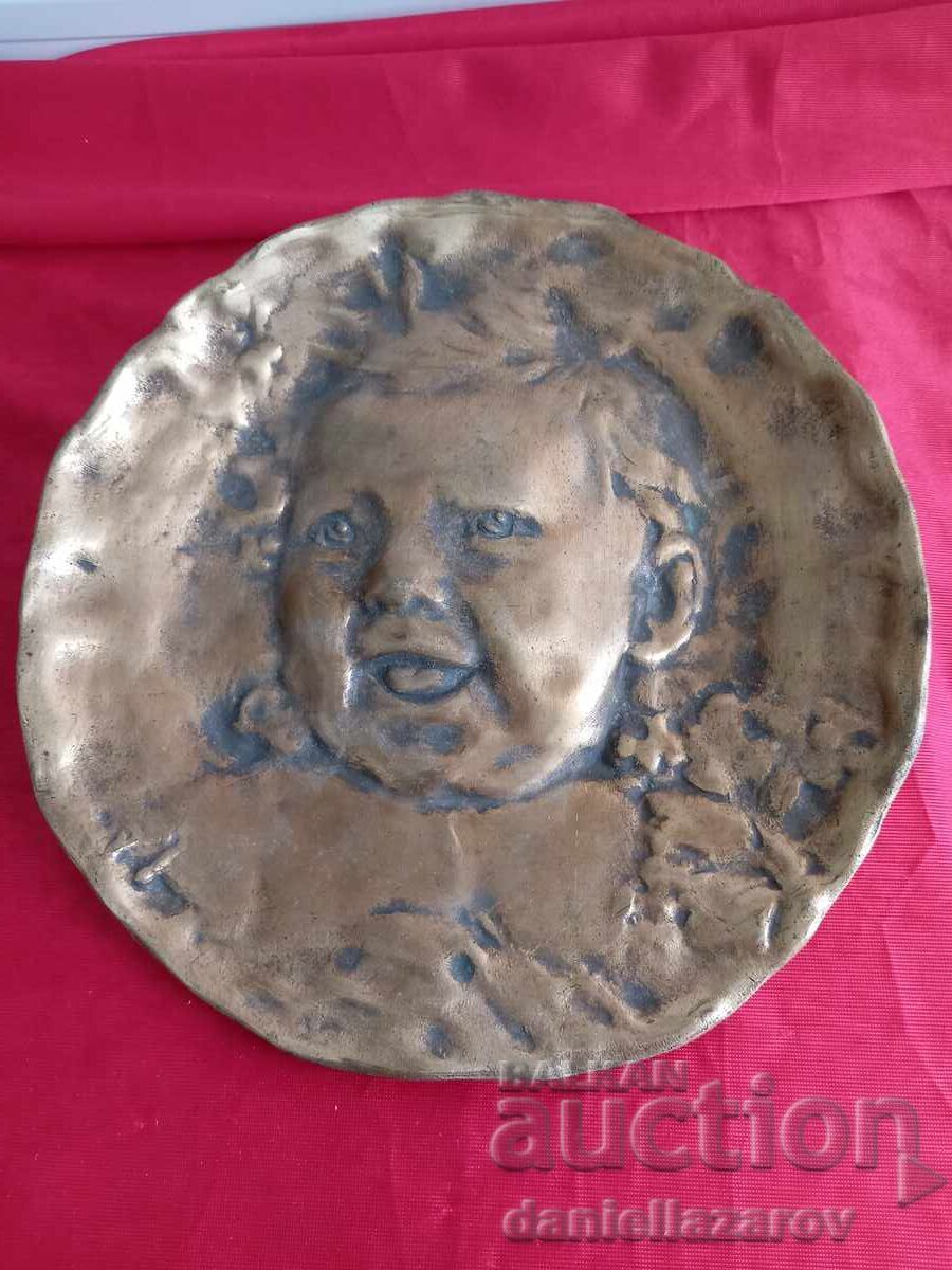 Emile Derre Original Bronze Panel Boy 19th Century