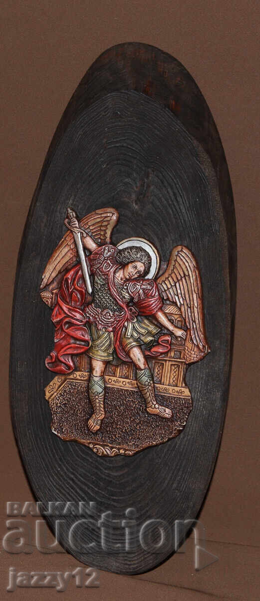 Релефна икона Свети Архангел Михаил с цена 110.00 лв. | € 56.24