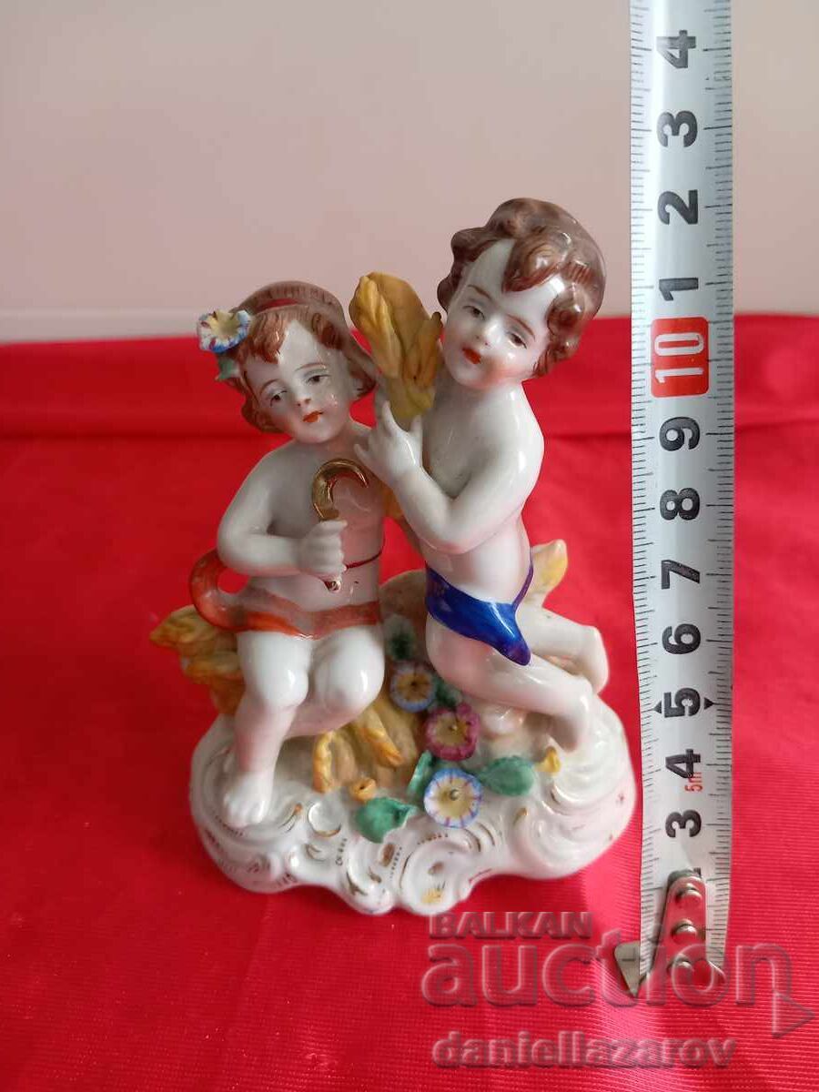 Capodimonte Statuetă Veche de Porțelan HERUVIMI 1900g - 6