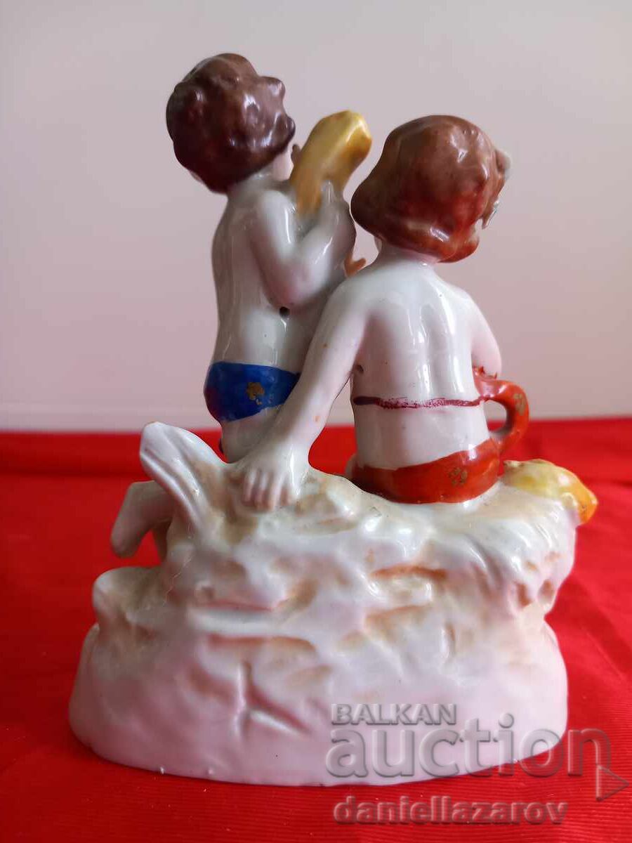 Capodimonte Statuetă Veche de Porțelan HERUVIMI 1900g - 7