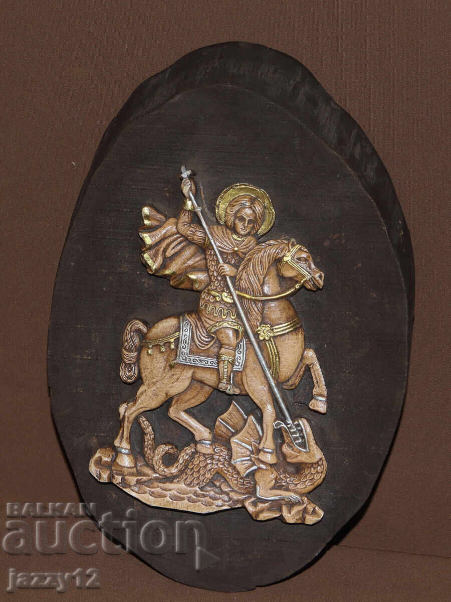 Релефна икона Свети Георги Победоносец с цена 100.00 лв. | € 51.13