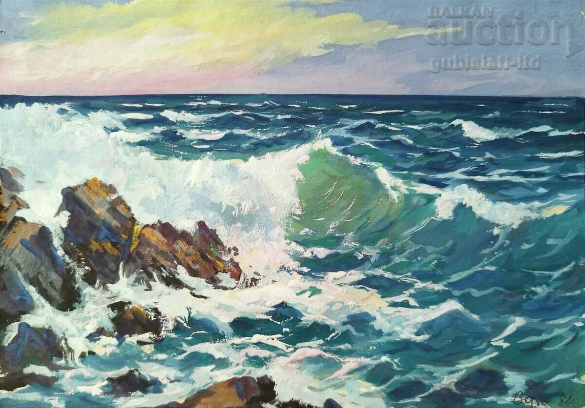 Painting, sea, Varna, 1982 with price 310.00 BGN | € 158.50 Painting, sea, Varna, 1982 with price 310.00 BGN | € 158.50
