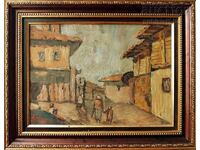 Painting, landscape, old houses, artist D. Yanachkov, 1960s.