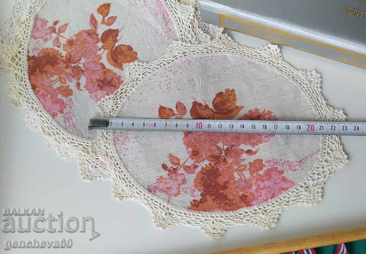 Set de fețe de masă din in cu dantelă manuală - 7