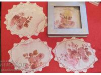 Set de fețe de masă din in cu dantelă manuală