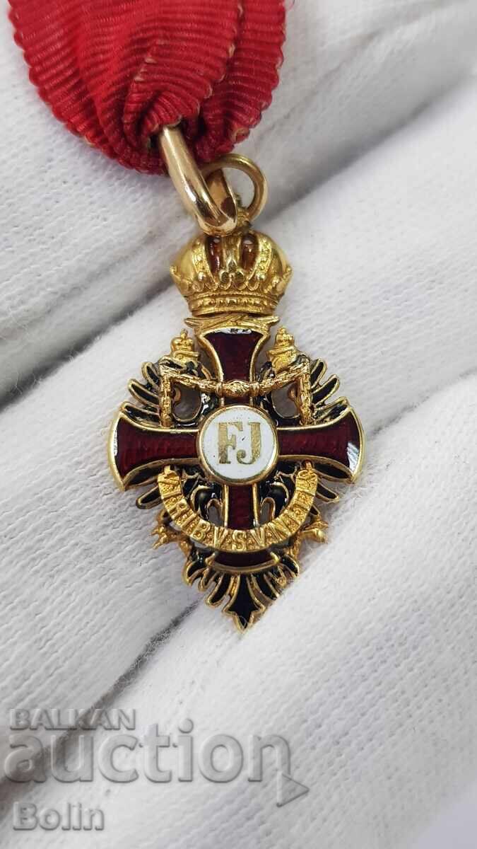 Аукцион Много рядка златна миниатюра на Орден Франц Йосиф Австрия Аукцион Много рядка златна миниатюра на Орден Франц Йосиф Австрия