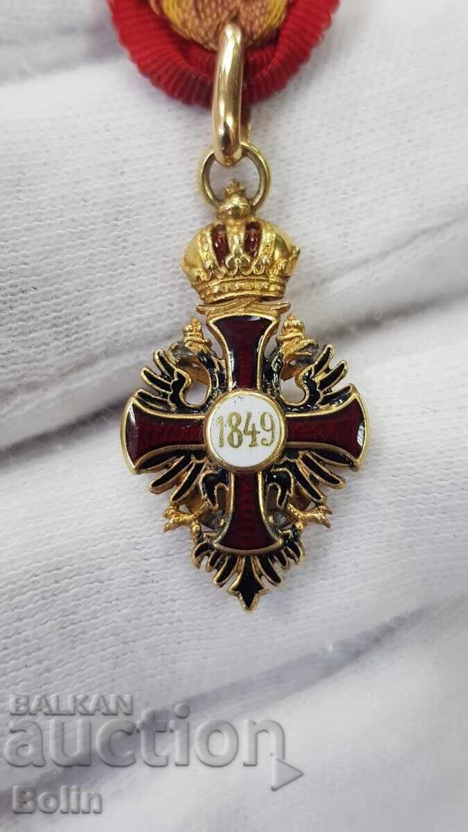 Livrarea Miniatură de aur foarte rară a Ordinului Franz Joseph al Austriei