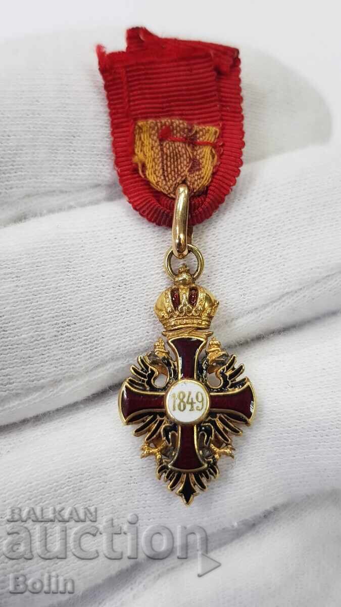 Много рядка златна миниатюра на Орден Франц Йосиф Австрия - 5 Много рядка златна миниатюра на Орден Франц Йосиф Австрия - 5