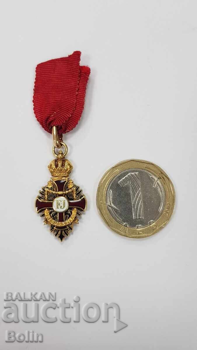 Много рядка златна миниатюра на Орден Франц Йосиф Австрия - 7 Много рядка златна миниатюра на Орден Франц Йосиф Австрия - 7