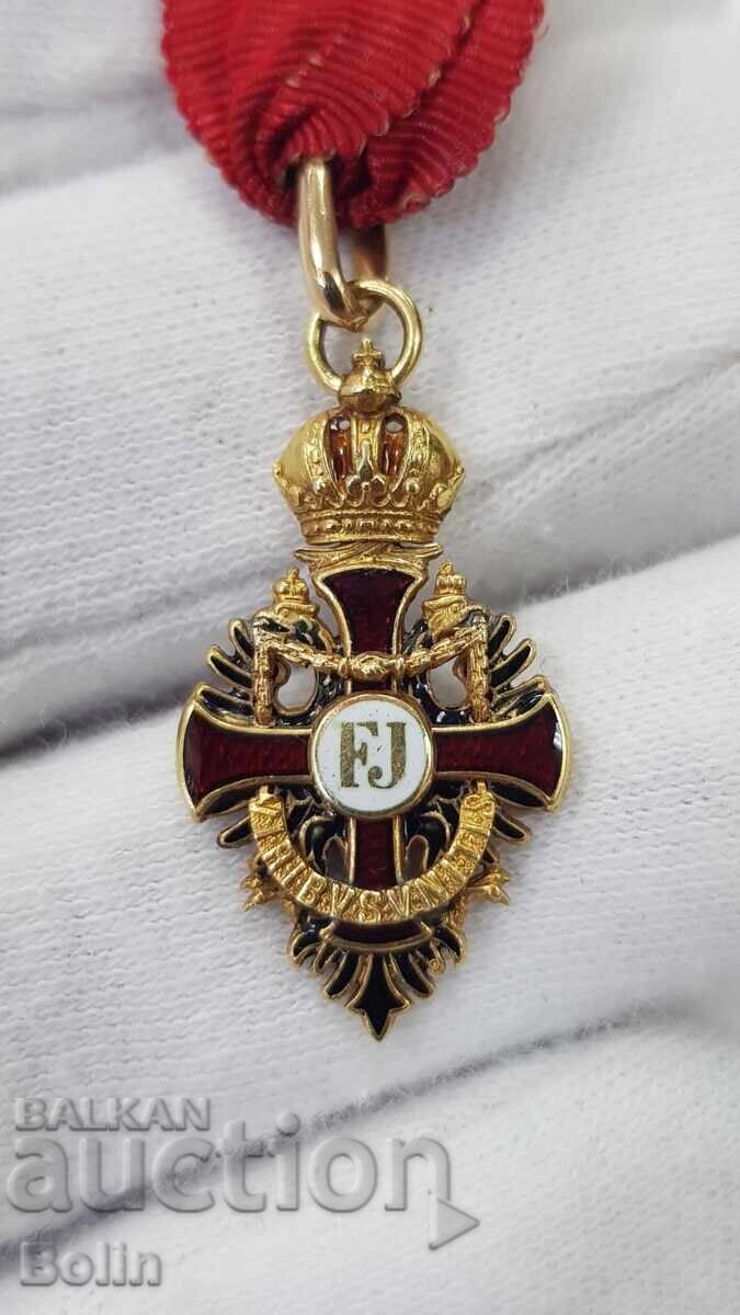 Много рядка златна миниатюра на Орден Франц Йосиф Австрия Много рядка златна миниатюра на Орден Франц Йосиф Австрия