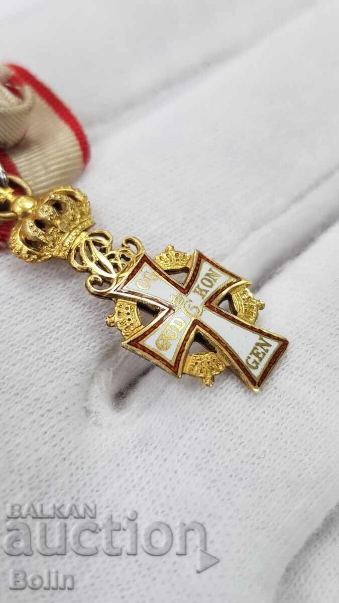 Very rare gold miniature Order of the Dannebrog Denmark 1912-1947 - 6