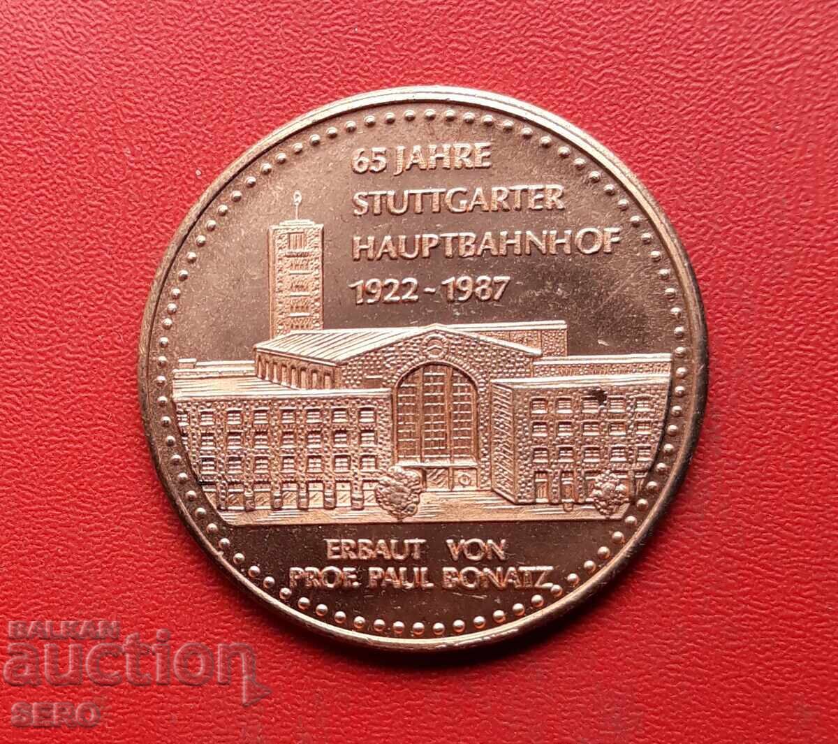 Medal - Germany - 65th Anniversary of Stuttgart Train Station 1922-1987 Medal - Germany - 65th Anniversary of Stuttgart Train Station 1922-1987