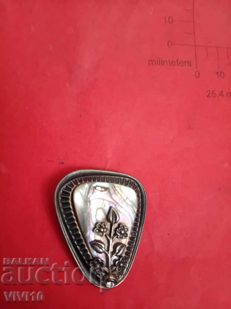 Antique brooch, scarf clip, mother-of-pearl