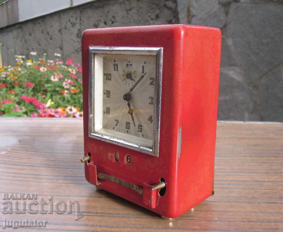 Δημοπρασία GLOBUS παλιό Γερμανικό επιτραπέζιο ρολόι κουμπαράς με ημερομηνία Δημοπρασία GLOBUS παλιό Γερμανικό επιτραπέζιο ρολόι κουμπαράς με ημερομηνία